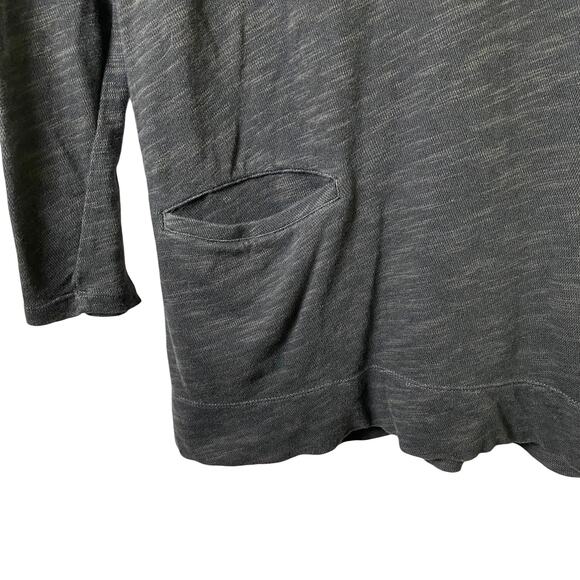 J Jill Long Sleeve Charcoal Gray Marled Gray V Neck Top with Pockets Sz M (2567) - Picture 2 of 6